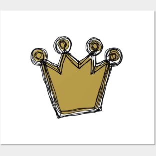 Gold Crown Minimalist Sketch Posters and Art
